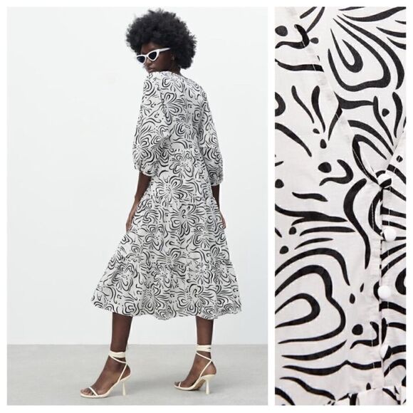 ZARA PRINTED TIERED DRESS - Picture 4 of 6